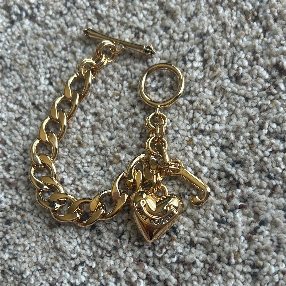 Juicy Couture Gold Chain Bracelet with Heart Charm